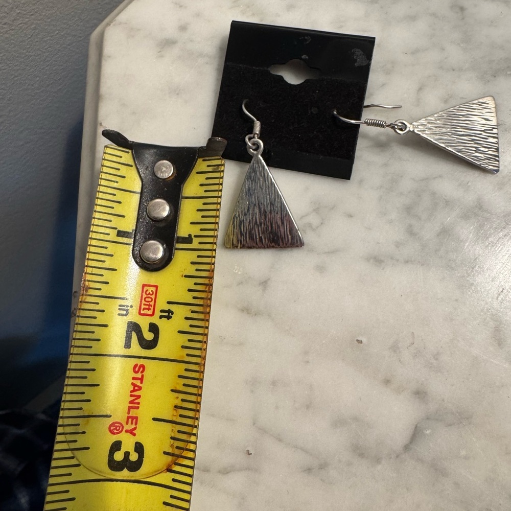 Sterling Silver 925 Triangle Dangle Drop Earrings… - image 6